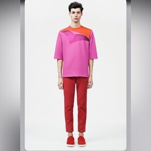 Christopher Kane Men’s Hot Pink Neoprene T Shirt SS 2015